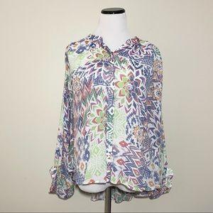 Anthropologie Maeve Bryanna Dolman Sleeve Geometric Blouse